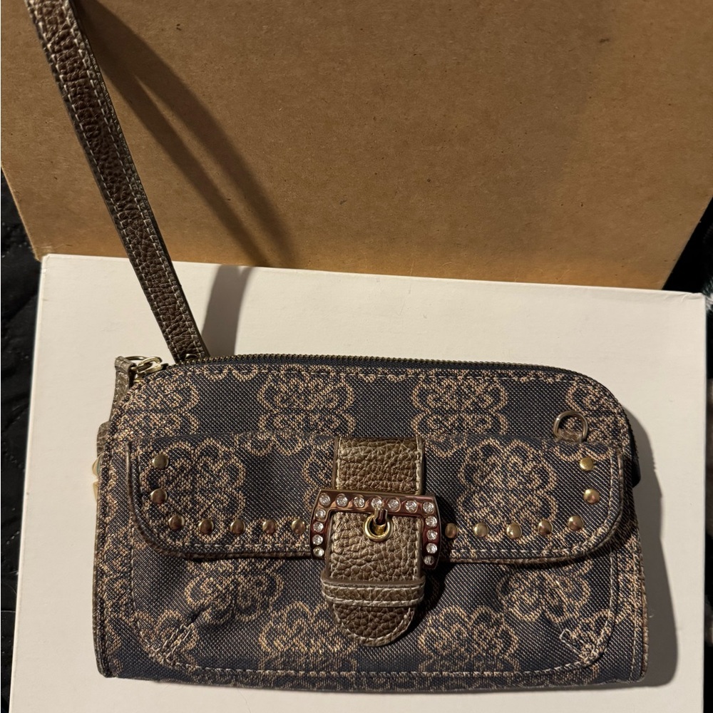 Kathy Van Zeeland Black and Brown Patterned Wristlet